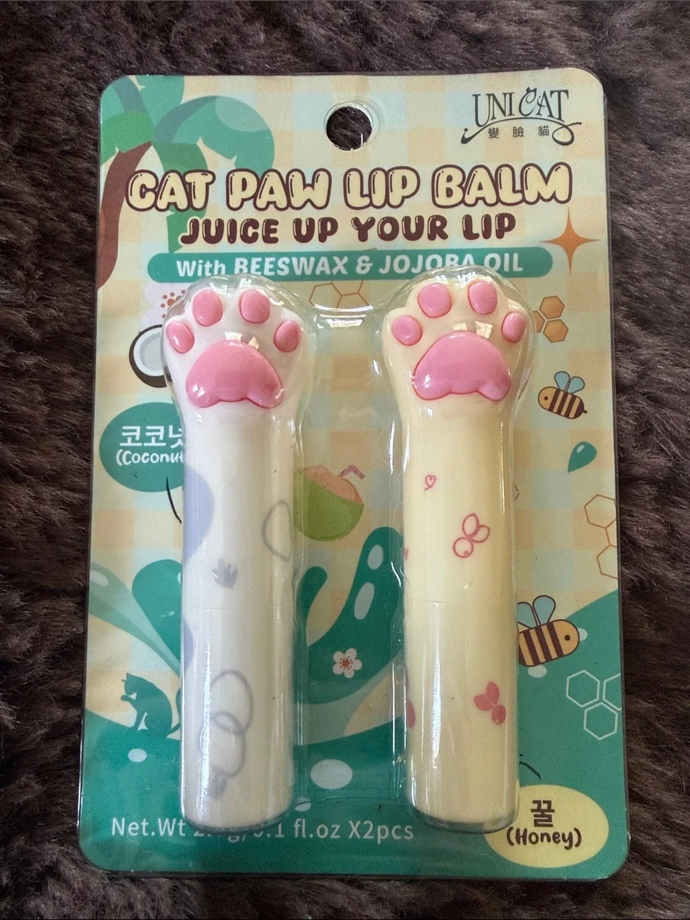 Nica Cat Paw Lip Balm Duo - Pink Paw (Honey & Coconut)
